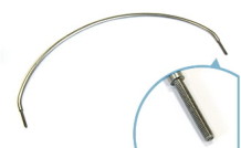 両端にねじ切り加工がされた、Rの大きい線材曲げ加工品（家具部品）